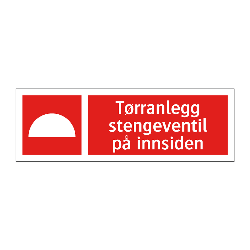 Tørranlegg stengeventil på innsiden