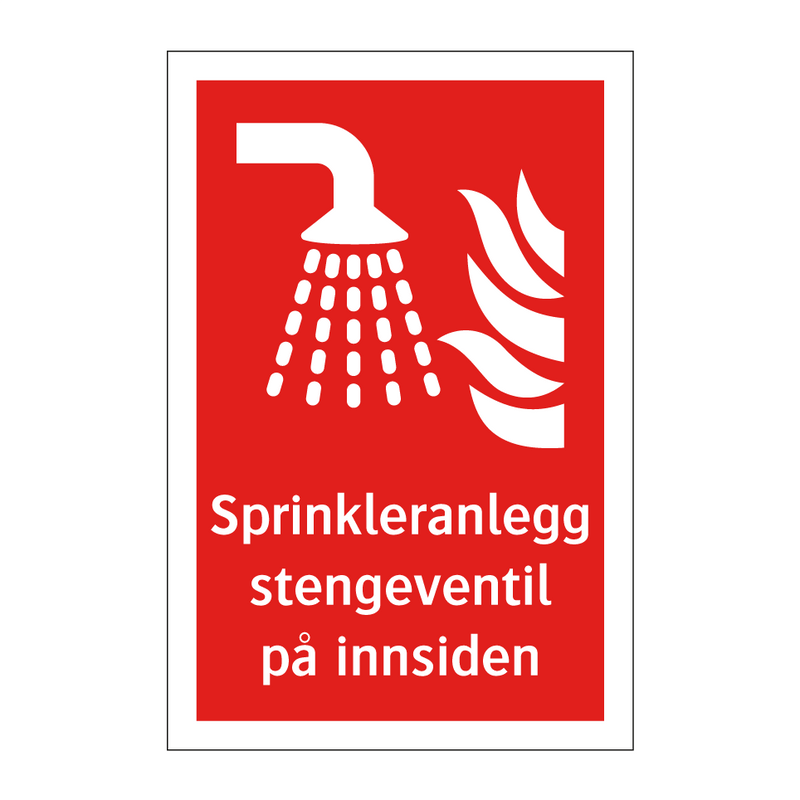 Sprinkleranlegg stengeventil på innsiden