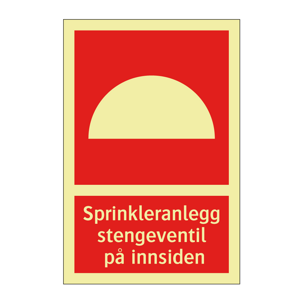 Sprinkleranlegg stengeventil på innsiden