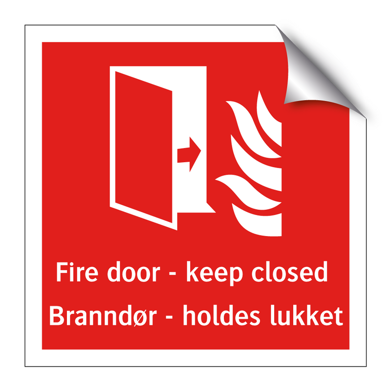 Fire door keep closed Branndør holdes lukket