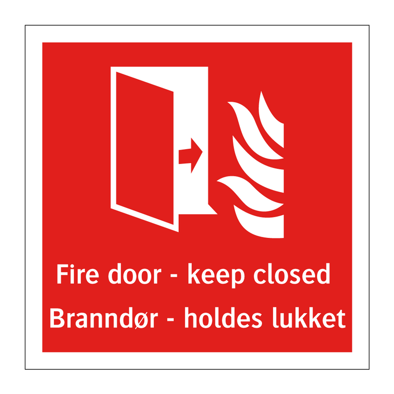 Fire door keep closed Branndør holdes lukket