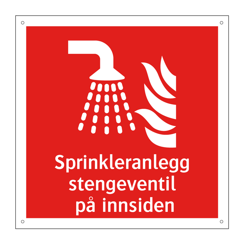 Sprinkleranlegg stengeventil på innsiden