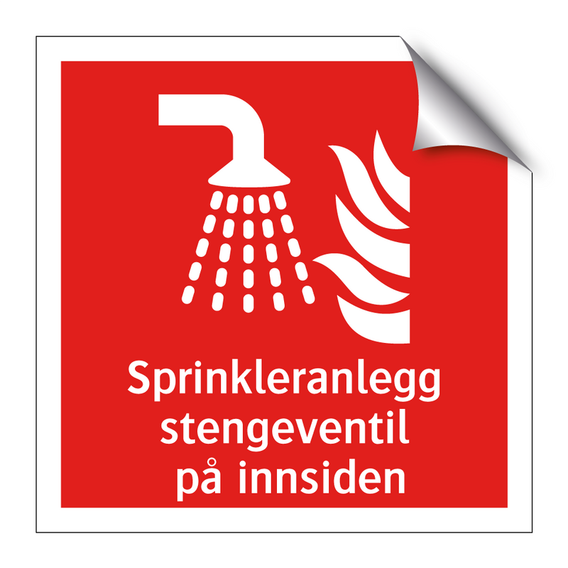 Sprinkleranlegg stengeventil på innsiden