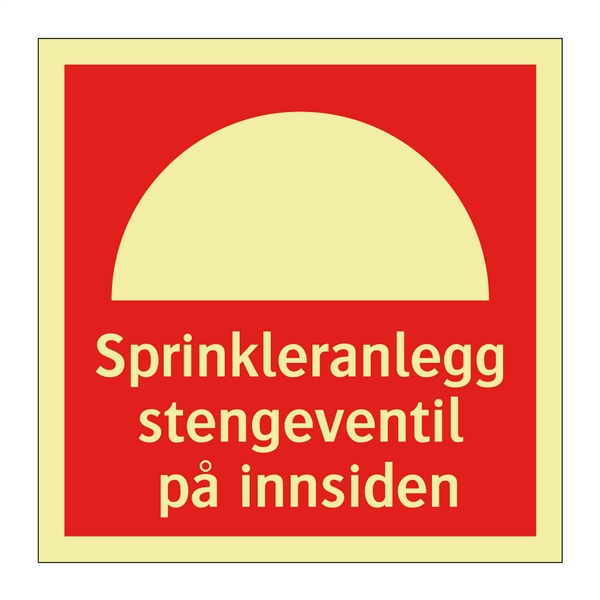 Sprinkleranlegg stengeventil på innsiden