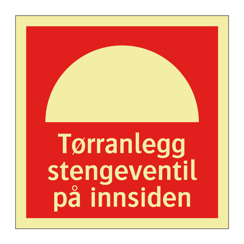 Tørranlegg stengeventil på innsiden