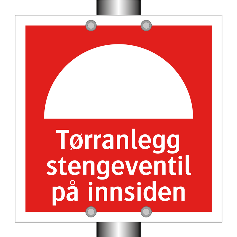 Tørranlegg stengeventil på innsiden