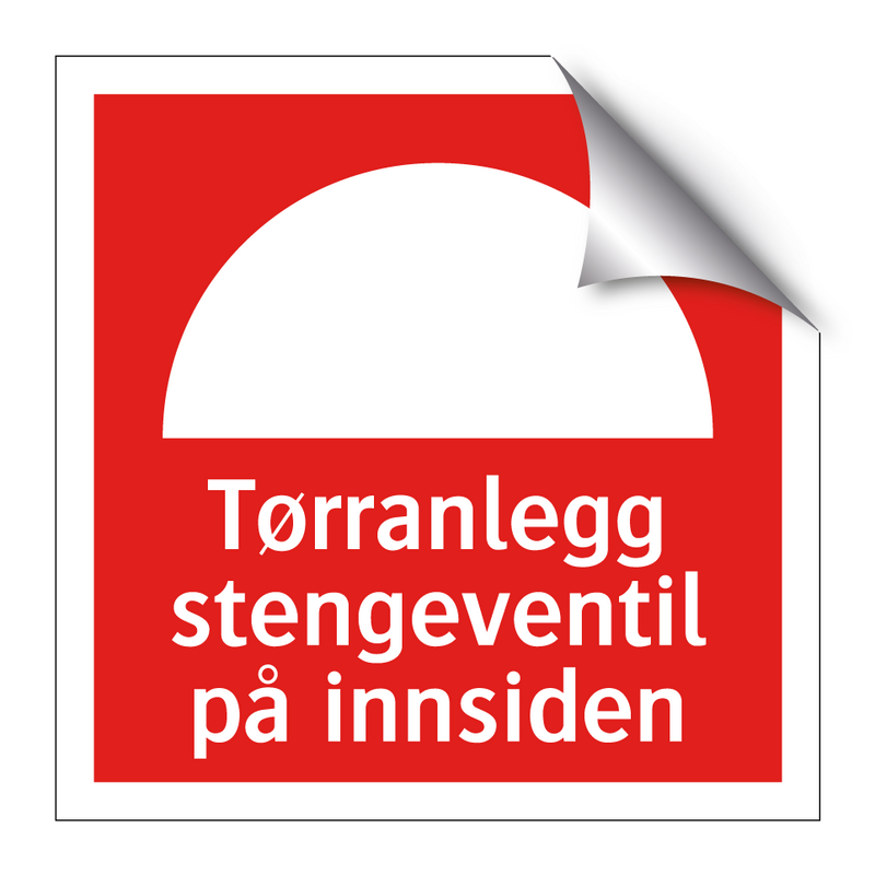 Tørranlegg stengeventil på innsiden