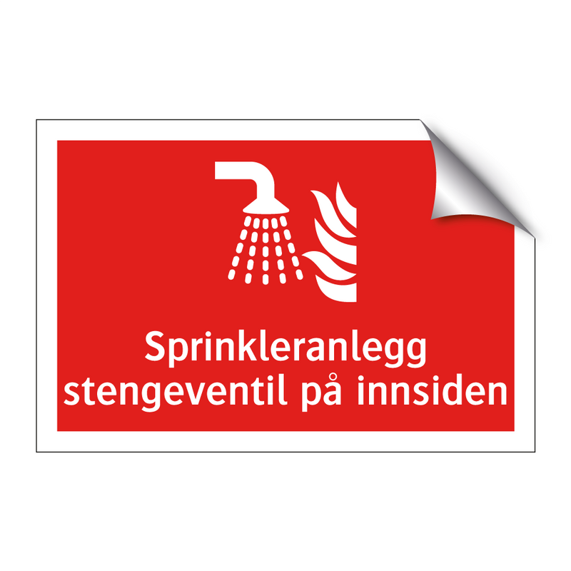 Sprinkleranlegg stengeventil på innsiden