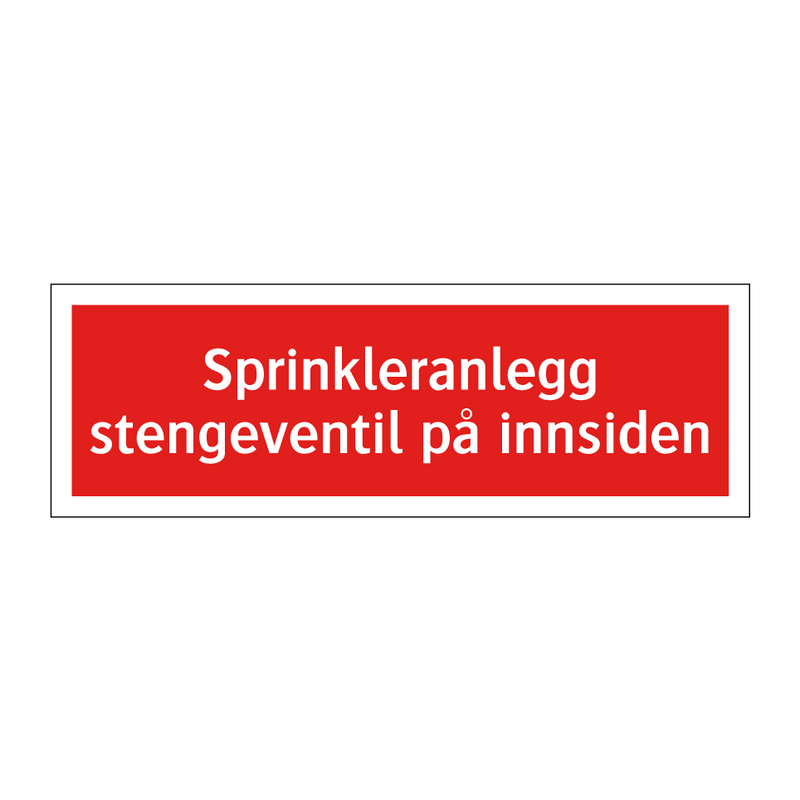 Sprinkleranlegg stengeventil på innsiden