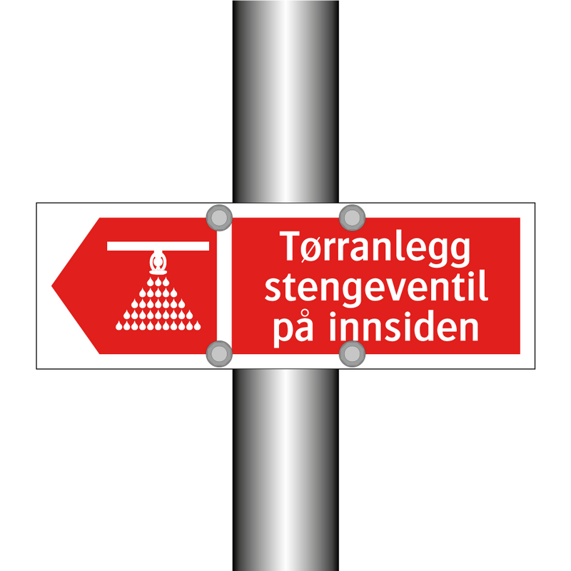 Tørranlegg stengeventil på innsiden