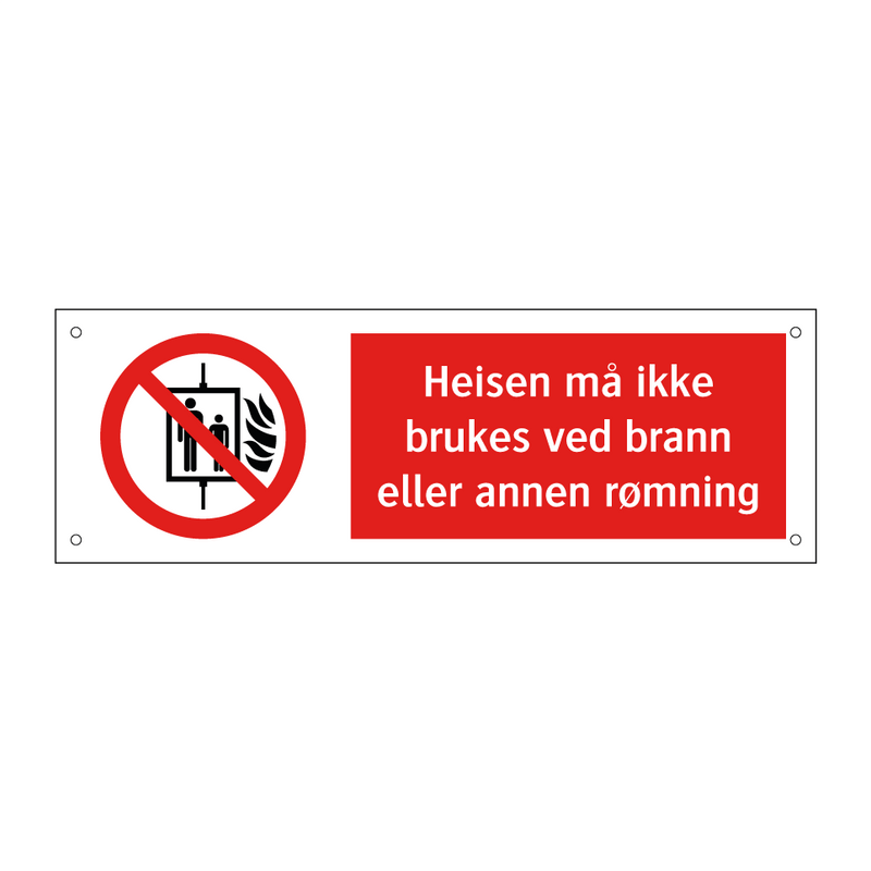 Heisen må ikke brukes ved brann eller annen rømning