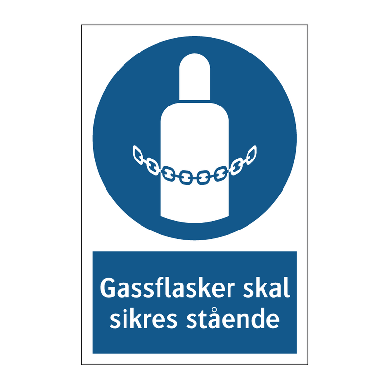 Gassflasker skal sikres sta?ende