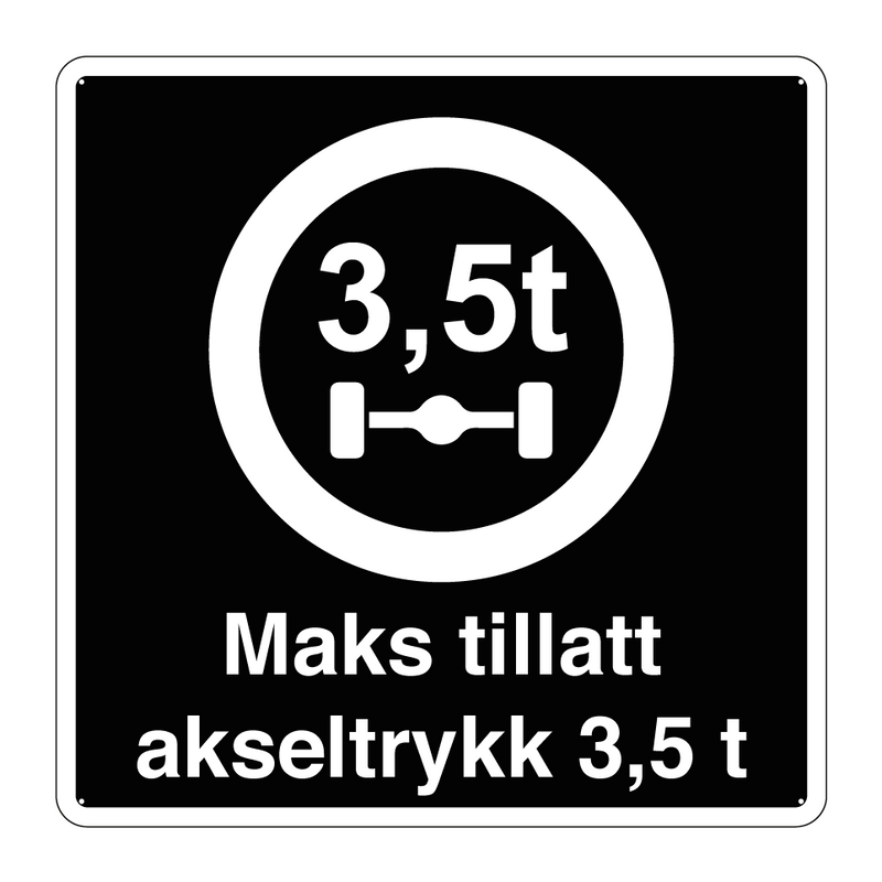 Maks tillatt akseltrykk 3,5 t