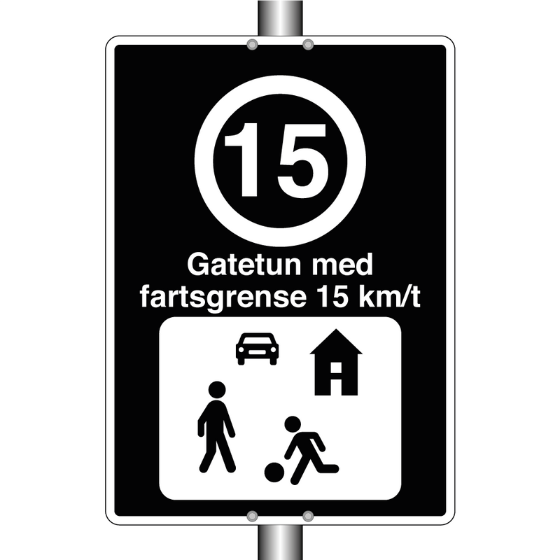 Gatetun med fartsgrense 15 km/t