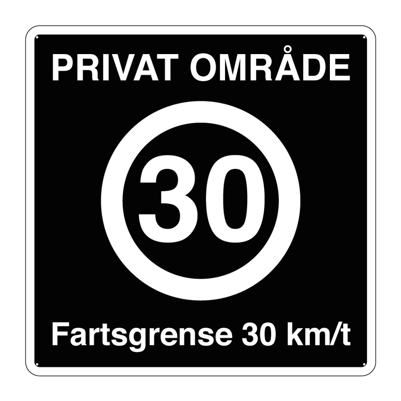 Privat område Fartsgrense 30 km/t