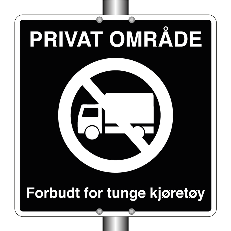 Privat område forbudt for tunge kjøretøy