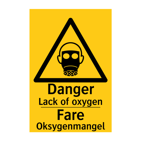 Danger lack of oxygen Fare oksygenmangel