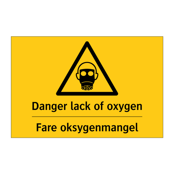 Danger lack of oxygen Fare oksygenmangel