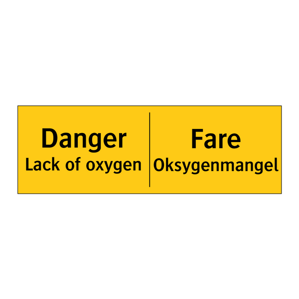 Danger lack of oxygen Fare oksygenmangel